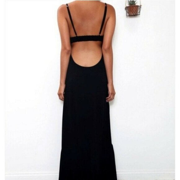 New Flynn Skye Unbutton Me Fresh Black Dress Womens L Maxi Button Front - Picture 2 of 12